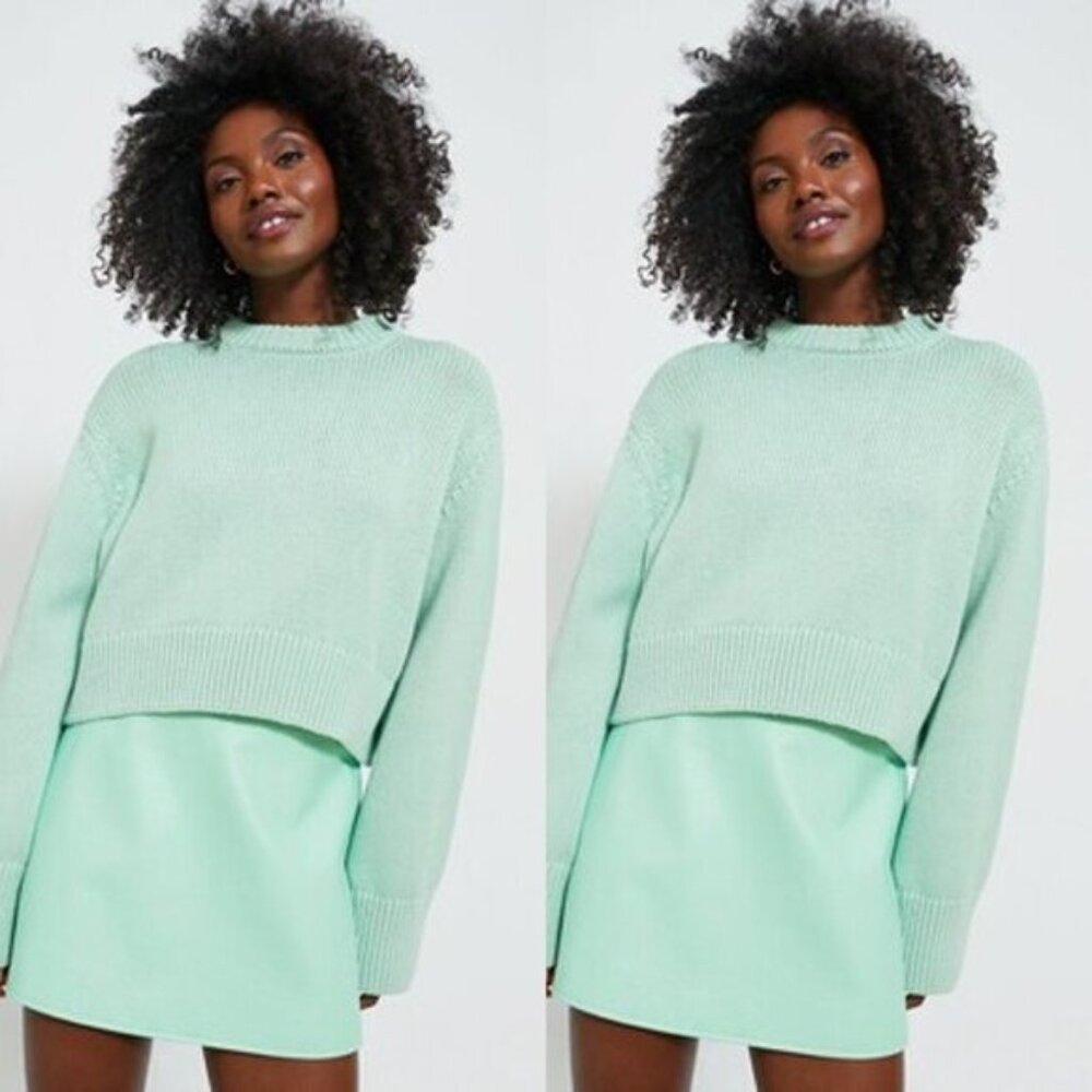 Tuckernuck NEW Mint Chip Aiden Chunky Knit Long Sleeve Crewneck Sweater Size L - Picture 2 of 8